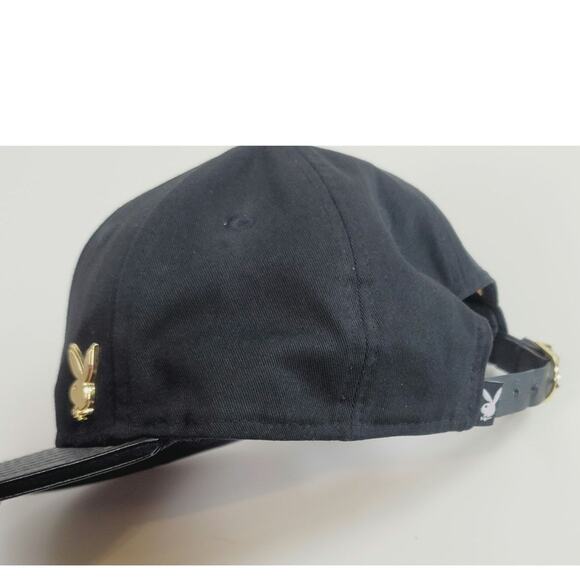 PLAYBOY FAUX LEATHER BILL BLACK ADJUSTABLE HAT - Picture 7 of 14